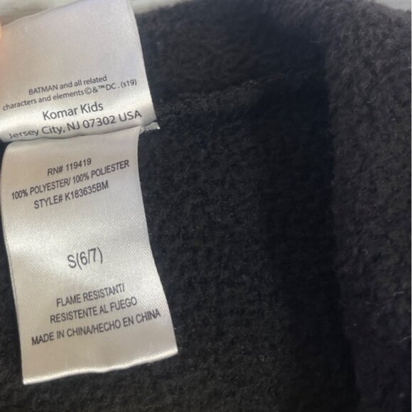 Batman Kids Hooded Bathrobe Boys Small Black Yellow Bruce Wayne Embroidery - Picture 7 of 8